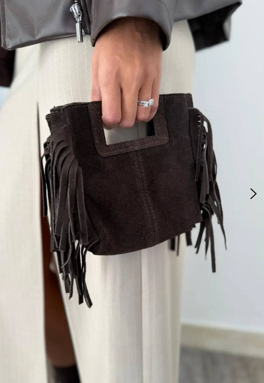 Mini Bag frange suede moro