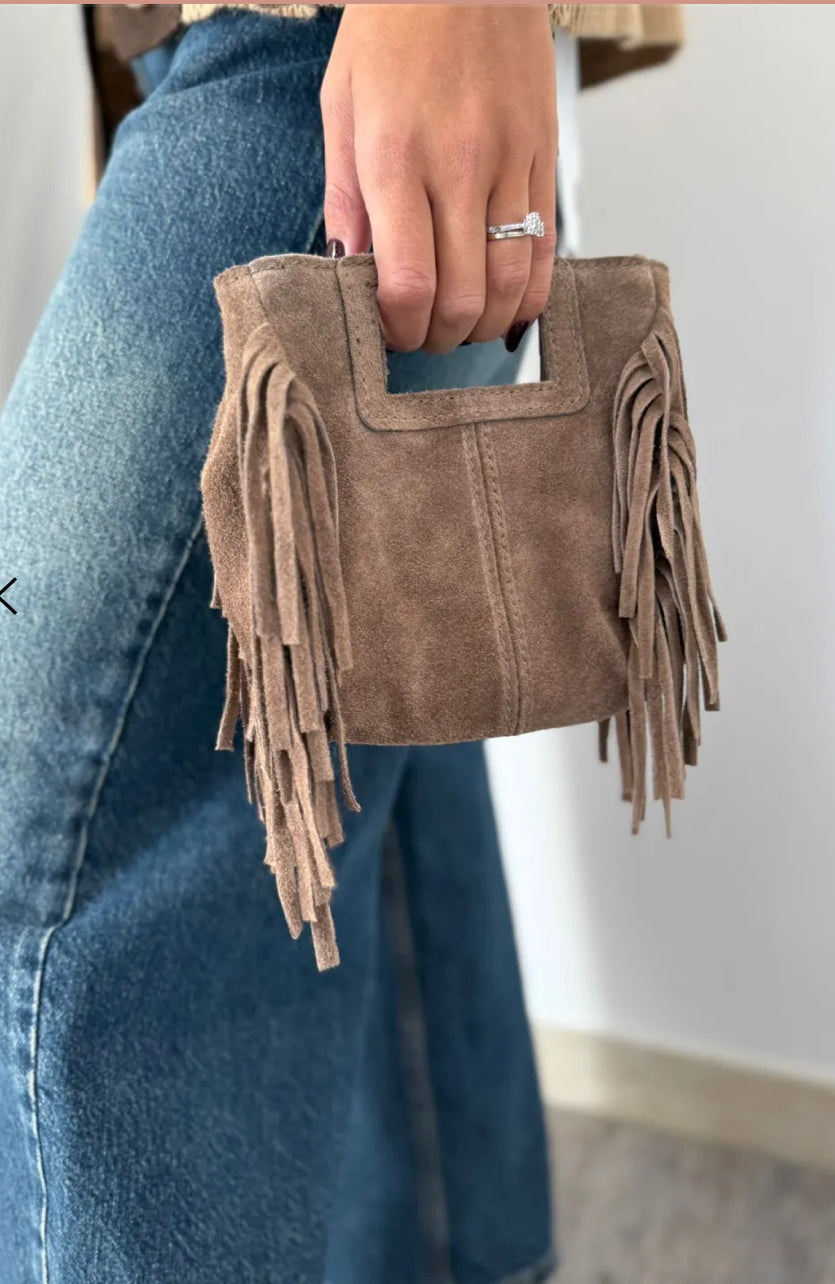 Mini Bag frange nocciola