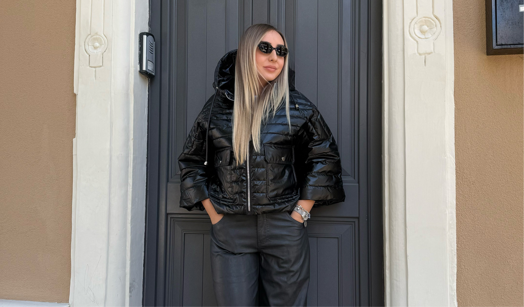 Piumino laminato nero