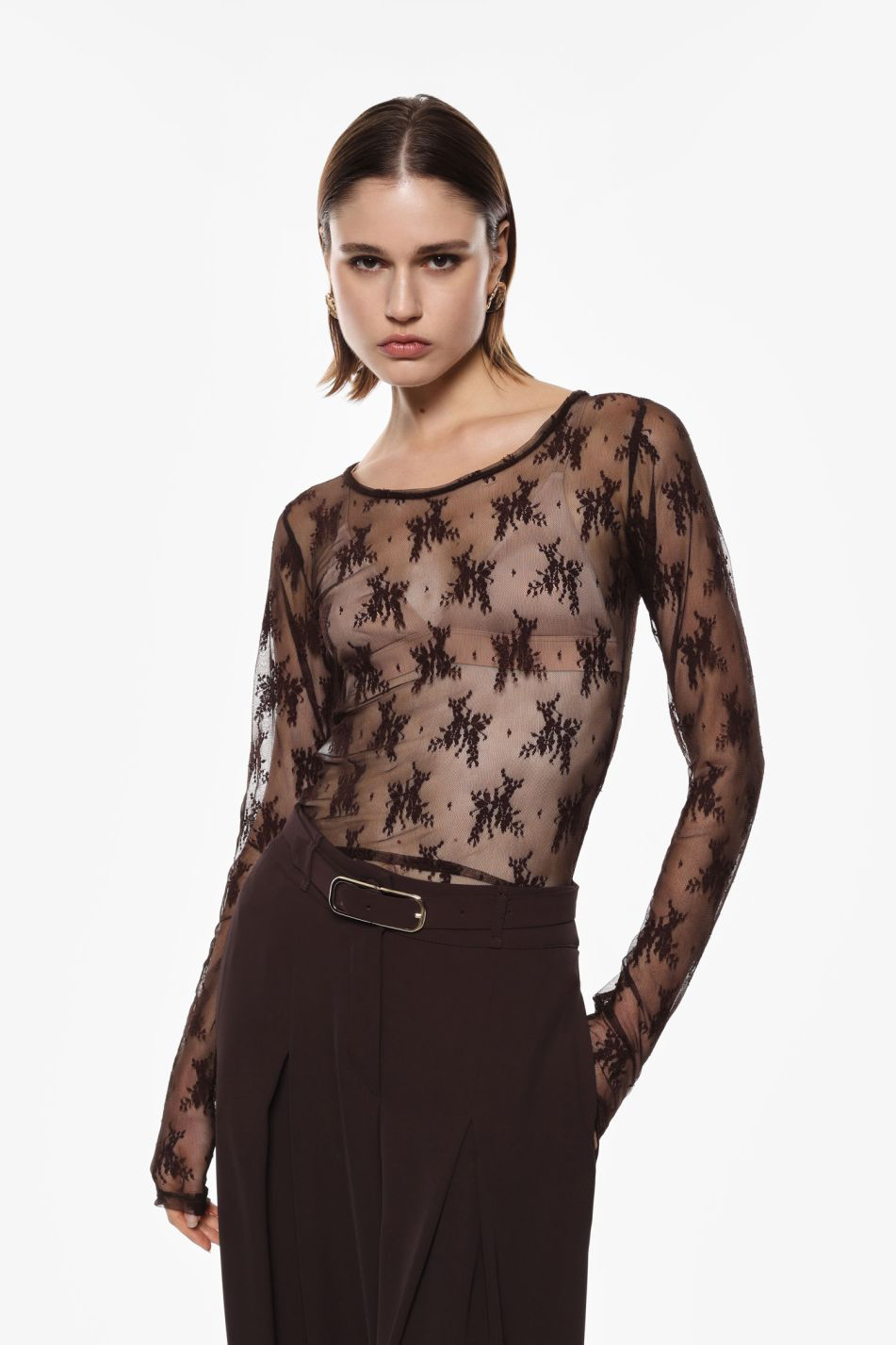 MAGLIA IMPERIAL IN PIZZO TRASPARENTE A MANICHE LUNGHE