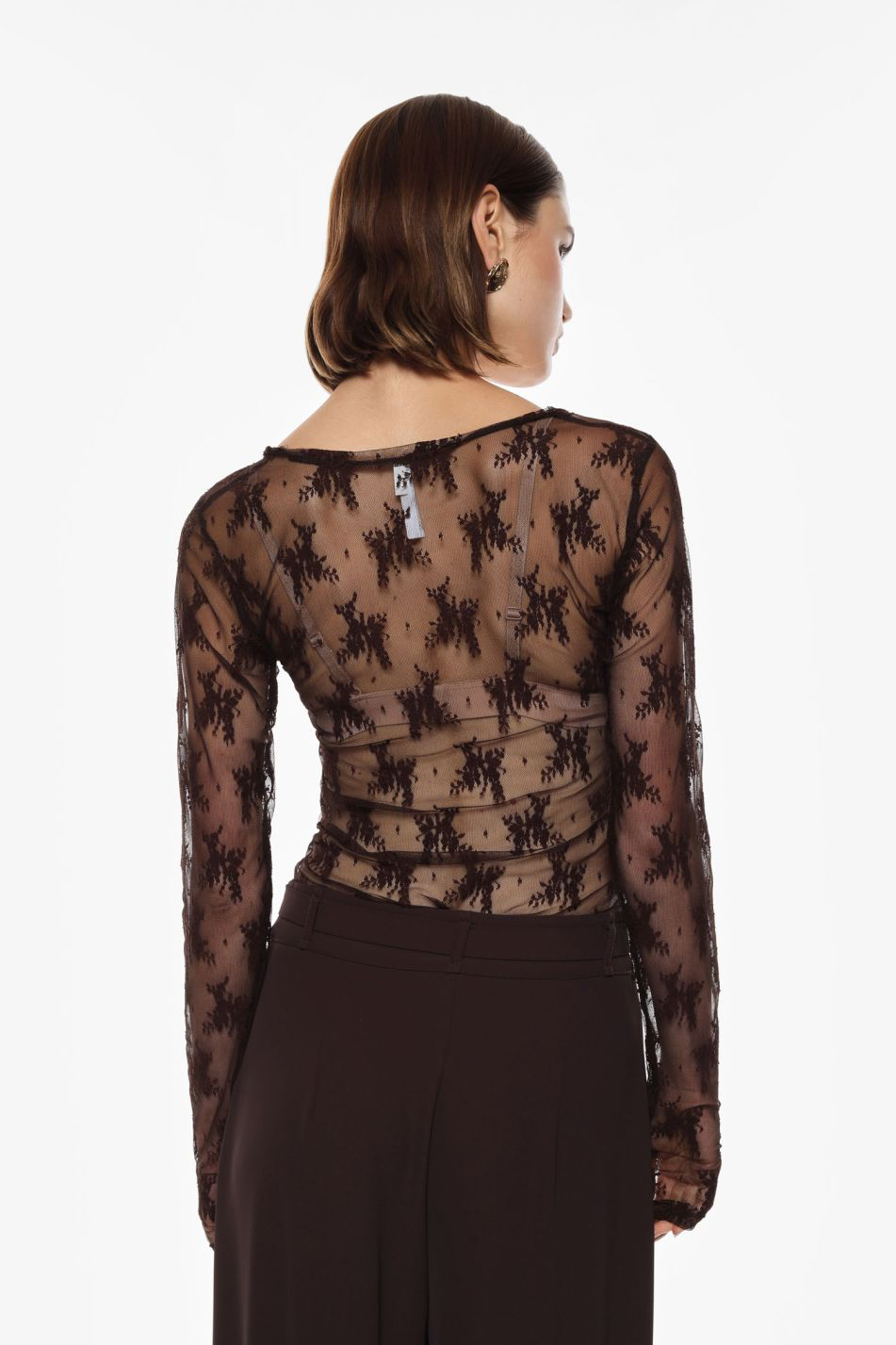 MAGLIA IMPERIAL IN PIZZO TRASPARENTE A MANICHE LUNGHE