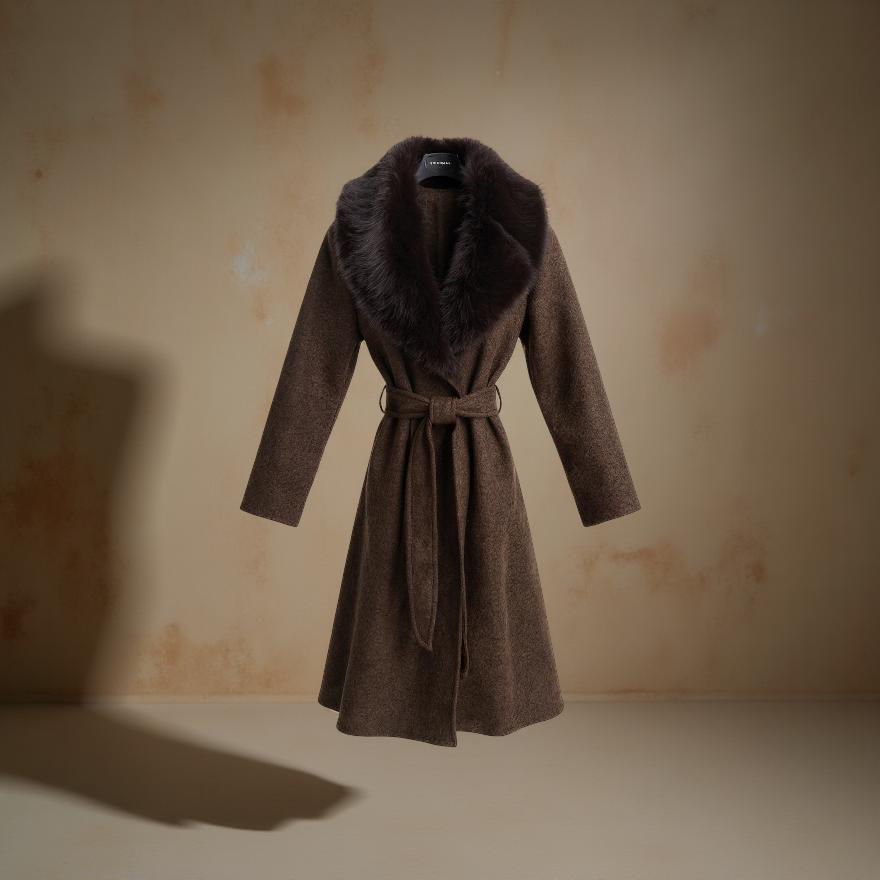 Cappotto Cioccolato Pelliccia