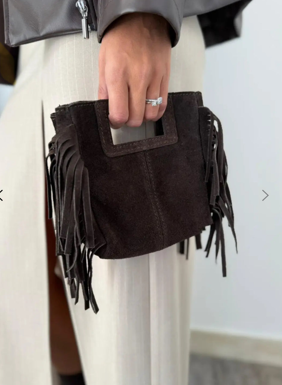 Mini Bag frange suede moro