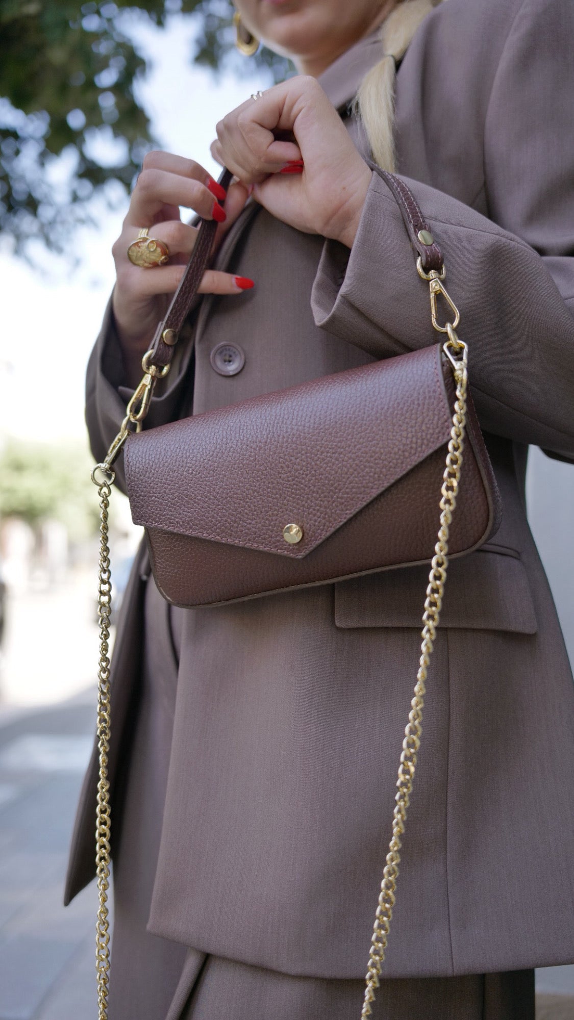 Baguette in vera pelle