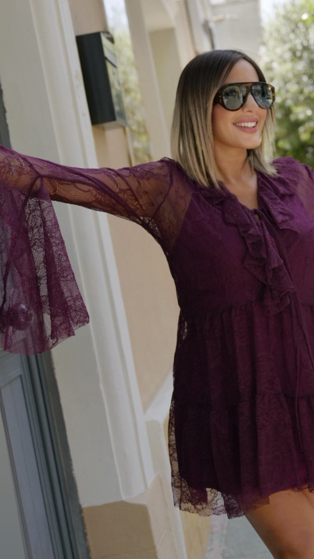 Abito in pizzo Burgundy